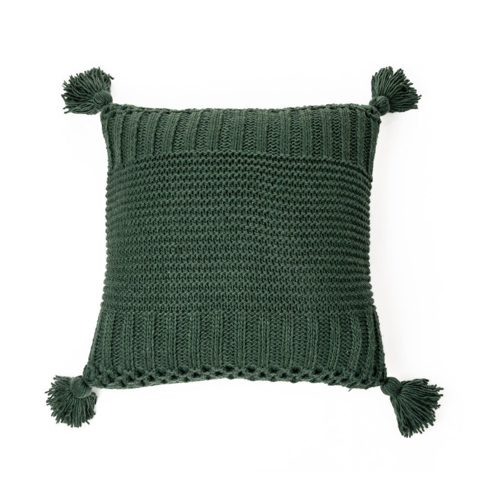 Shawn dark green knit decorative pillow 